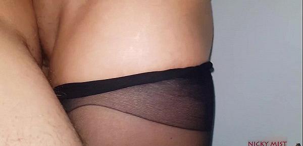 trendsSexy stepsister black pantyhose cum in and wear that